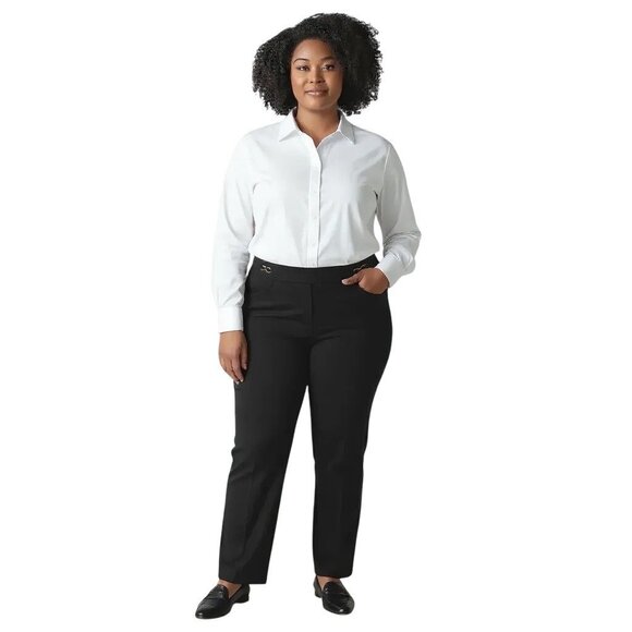 Ellen Tracy Black Straight-Leg Dress Pants Womens Size 8 Business Attire - Picture 1 of 9